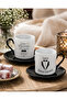 Porcelain Groom Coffee Cup and Saucer |   Name Printed Turkish Coffee Cup Set with Black Handles |   Promise, Engagement, Girl Requesting Groom Coffee Presentation Cup - 2