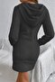 Women's Long Sleeve Hooded Mini Plush Dress with Pockets - 3