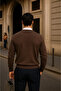 Men's Casual Crew Neck Coffee Sweatshirt - 2