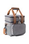 Grey Medium Insulated Leak-Proof Lunch Bag (10.2x6.7x9.4") with 5 Pockets & Strap for Men, Women, Work & Travel