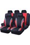 Universal sports fabric car seat covers - breathable 3-zip bench style (full set, black and red)