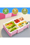 1450ml Airtight Bento Box made of PP Material, Includes Cutlery Set and Sauce Container, Four-Compartment Design with Snap Closure (Rose Red) - 3