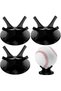 4-Piece Acrylic Ball Stand for Sports Balls, Baseball, and Tennis - Black (with Anti-Slip Rubber Mat)