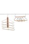 space-saving clothes hanger, 4 hangers with trouser bar, lotus wood, metal, trouser hangers, natural/silver - 4