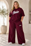Women's Printed T-Shirt and High-Waisted Wide-Leg Pants Two-Piece Set