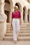 Women's Fuchsia Blouse Crew Neck Short Sleeve Loose Summer Basic Stylish Casual Comfortable Cut Top - 4