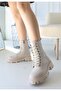 Flona Beige Leather Laced Boots