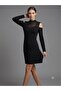 Dark More High Collar Shoulder Window Stone Embroidered Dress 2272 - 3