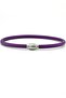 Purple 4mm Thin Genuine Leather Oval Metal Magnetic Clip Men's Bracelet M066E - 2