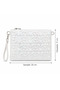 High Quality Women's White Star Patterned Holographic Portfolio Bag Clutch – Star Patterned, Wrist Strap, Zipper Closure, with Chain Gift - 4