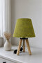 Tripod Bohemian Green Fabric Headed Wooden Lampshade - 2