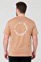 Men Crew Neck Short Sleeve Brand Logo T-Shirt, Tan - 3