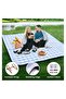 Extra-large picnic blanket, 200cm x 200cm, waterproof and foldable, with carrying straps, suitable for beach, camping, and lawn use - striped blue. - 4