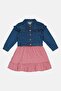 Toddlers Girl 2 Pcs Stripe Dress With Denim Jacket Set, Multicolor - 4