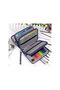 Pencil case that holds 200 pencils, portable design, multiple compartments, blue. - 2