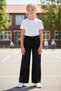 Girl's Wide Leg Denim Jean Pants Back to School Comfortable Fit 100% Cotton Daily School Pants - 4