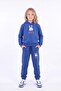 Girl's Printed Kangaroo Pocket Hooded Tracksuit Set - 2