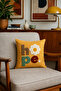 Punch Embroidered Cushion Cover - 43*43 cm - Mustard Hope - Pnk001
