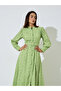 Green Cotton Schiffli Belted Midi Dress - 2