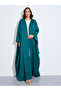 Green Solid Batwing Sleeves Open Front Abaya - 3