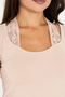 Beige Ultra Soft, Lace-Up, 95% Natural Viscose, No Visible Lines, Fully Stretchable, Short Sleeve T-Shirt Blouse - 8