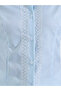Blue Striped Short Sleeves Shirt with Lace Detail - 3