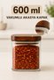 6-Piece Acacia Lid 600 ml Vacuum Square Borosilicate Glass Food Storage Container - 8463-2 - 3