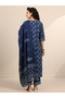 Blue Printed Cotton Straight Kurta, Trousers and Dupatta Set - 4
