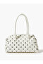White Polka Dot Shoulder Bag with Buckle Detail - 3