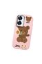 Realme C55 Compatible Case Camera Protector Pink Silicone Couple Phone Case with Bear Pattern - 3