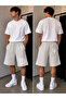 Plain Patterned Baggy Capri Shorts - 2