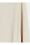 Ecru Boat Neck Textured Asymmetrical Cut Blouse - 7