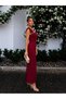Pearl Detailed Midi Evening Dress Graduation Dress Burgundy - 2