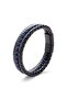 Genuine Leather and Black Onyx - Lapis Stone 2-Piece Men's Combination Bracelet Set (Navy Blue - Black) - 4