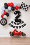 2-Year-Old Race Car Themed Birthday Party Celebration Balloon Set – Red, Black, and Gray Decoration Set