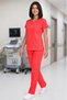 Women's V-Neck Bat Sleeve Powder, Pomegranate Flower, Mustard, Brick, Bitter Green Belinda Fabric Scrubs Set - 7
