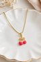 316 L Stainless Steel Necklace with Cherry Figure and Bow Detail - 5