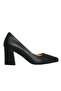 Navy Blue Leather Women's Heeled Shoes