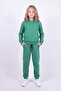 2-Piece Girls' Plain Kangaroo Pocket Hooded 4-Piece Tracksuit Set - 3