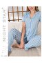 Venus 5 Button Blue Striped Pajama Set - 2