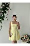 Women's Sari Mini Dress Square Neck Floral Embroidery Straps Flared Cut - 6