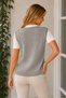 Women's Sleeveless V-Neck Cotton Hair Braided Diamond Pattern Modern Cut Stylish Casual Gray Knitwear Vest Cardigan - 3