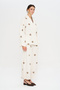 Women's Ethnic Embroidered Double-Breasted Collar Tie-Down Natur Blouse - 4