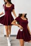 Women's Short Sleeve Square Collar Pocket Detailed Diving Suit Jumpsuit