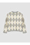 Alita City Ecru Diamond Patterned Girls' Knit Sweater with a Difference - 3