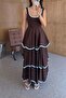 Brown Dress with Blue Piping - 4