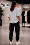Unisex Wide Cut T-Shirt and Sweatpants Moonflower Printed Set - 2