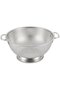 Tall drain basket with double stainless steel handles, suitable for pasta, vegetables and fruits, silver.