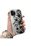Elegant Black Lace Flower Pattern Case Compatible with iPhone 14 Pro Max, High Quality Matte Phone Case - 2
