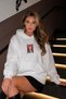 Women's Oversize Sweatshirt Hoodie Weird Fashion Printed White – Hooded, 3 Strands, Kangaroo Pocket - 2